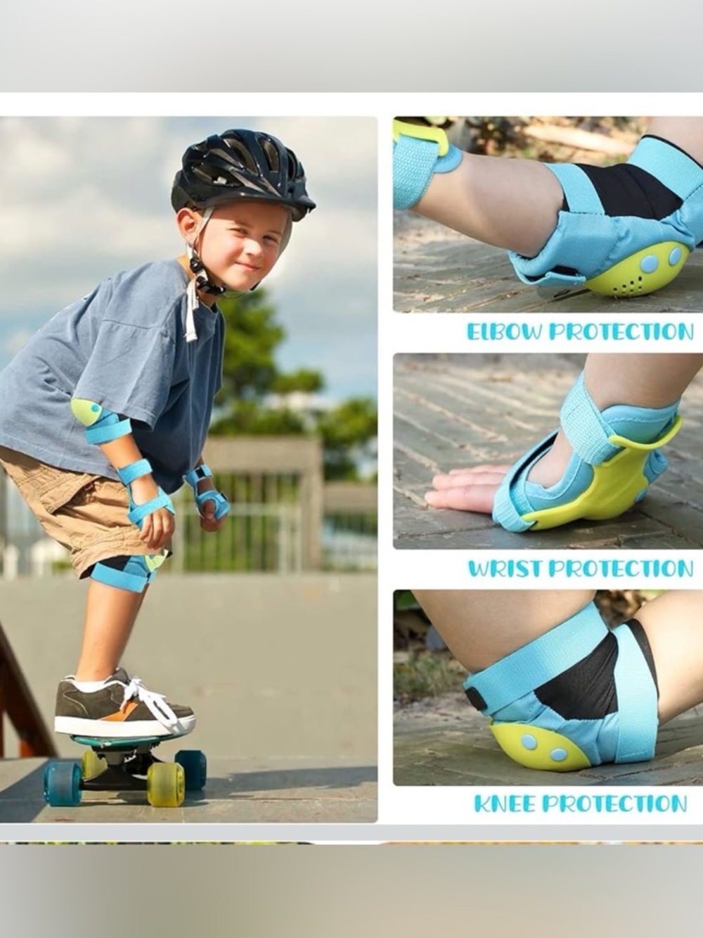 Set of Kids 6 Protective Pads with Carrying Bag for Boys Girls